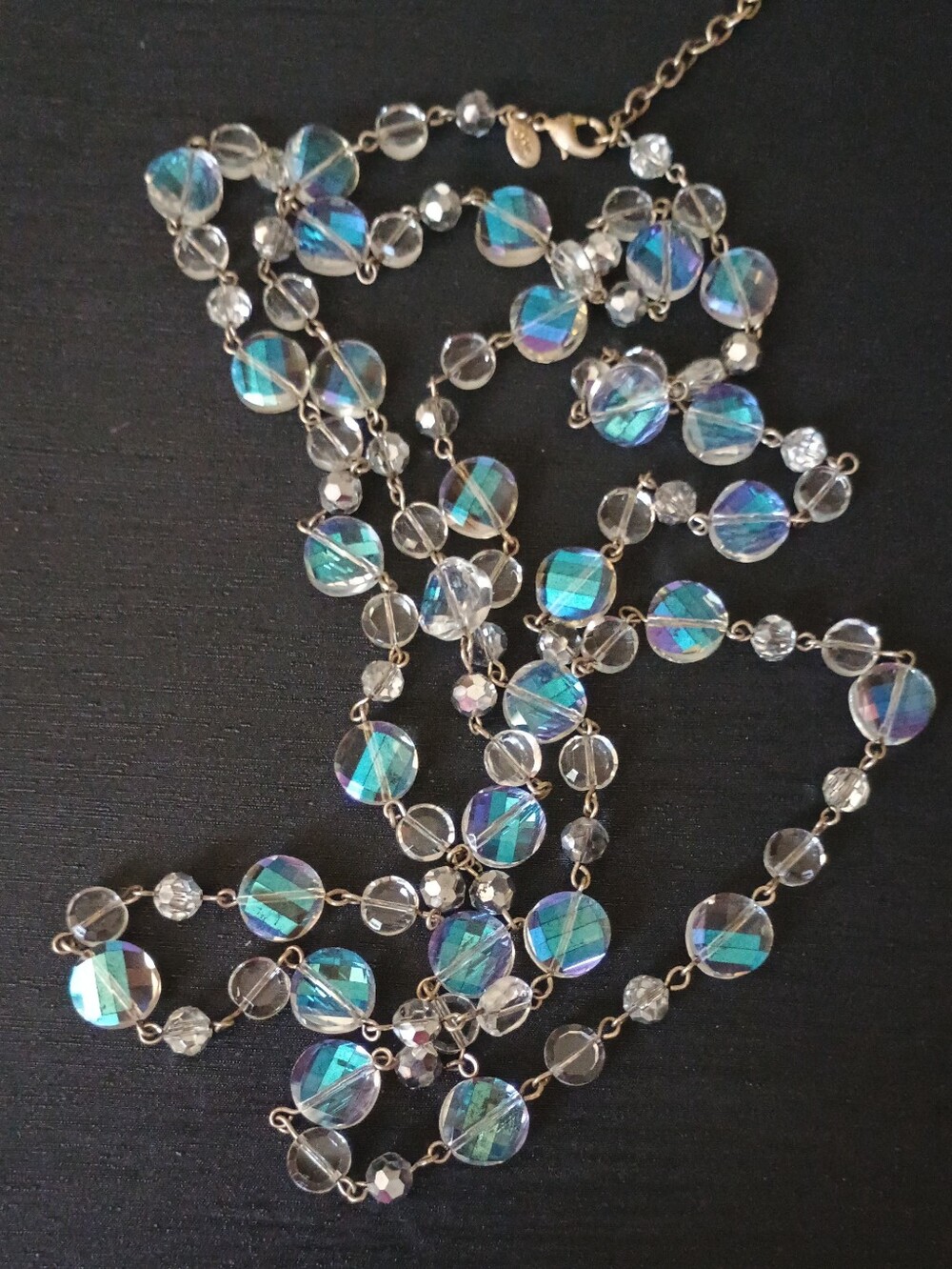 Vintage Joan Rivers 58" Crystal  Station Necklace